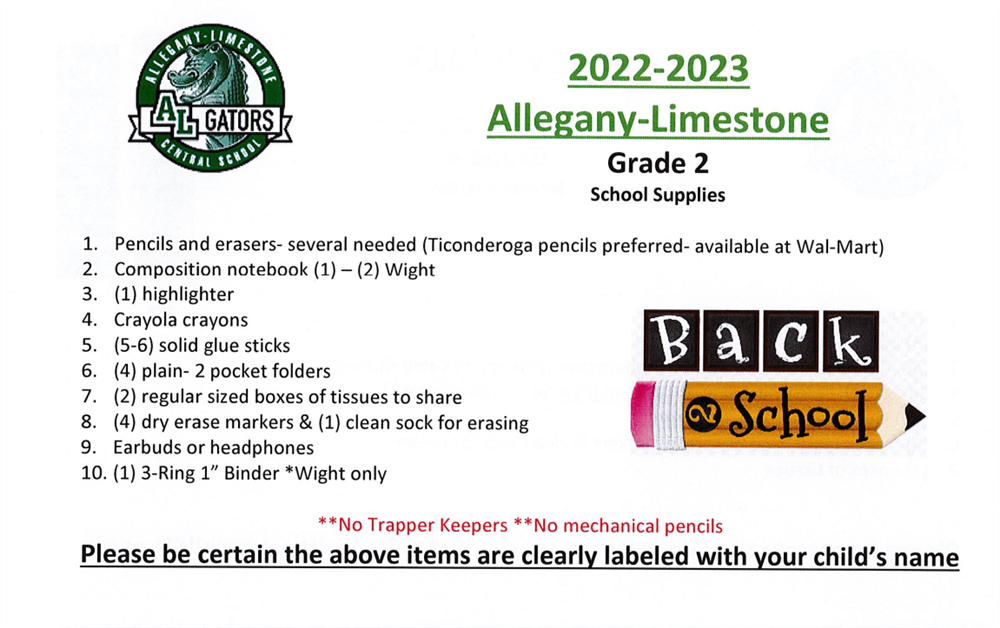 Supply list